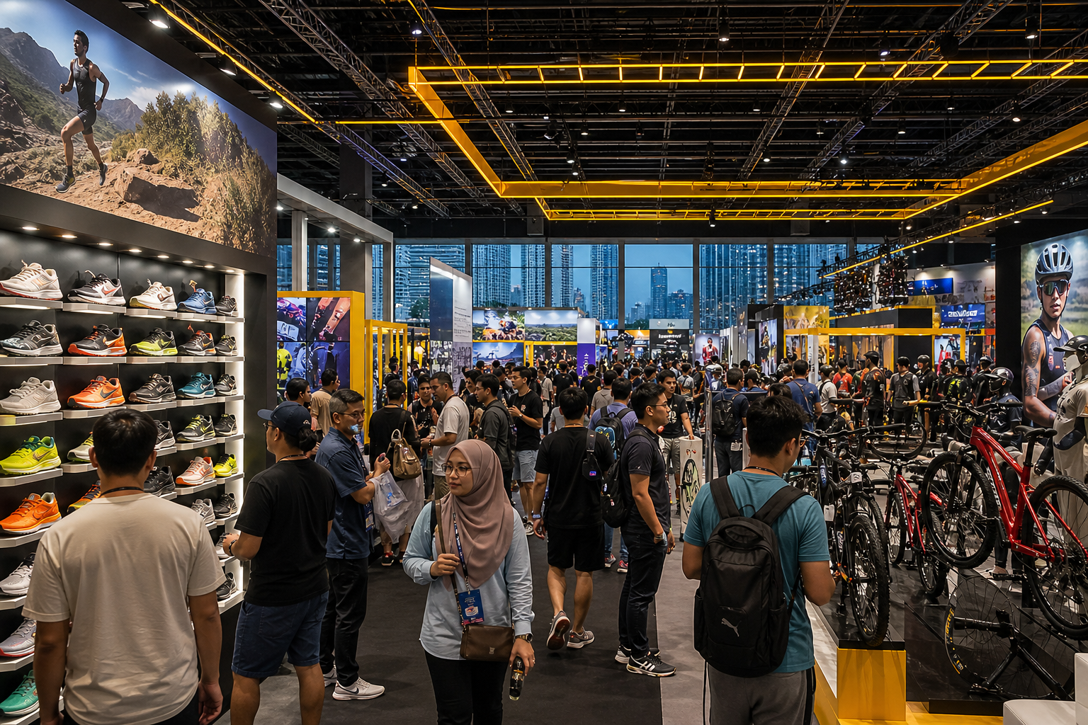 Crowds browsing booths at Malaysia Sports Expo
